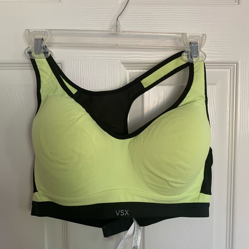 Victoria’s Secret Sports Bra: Lime/Black, VSX logo, Size 38 C